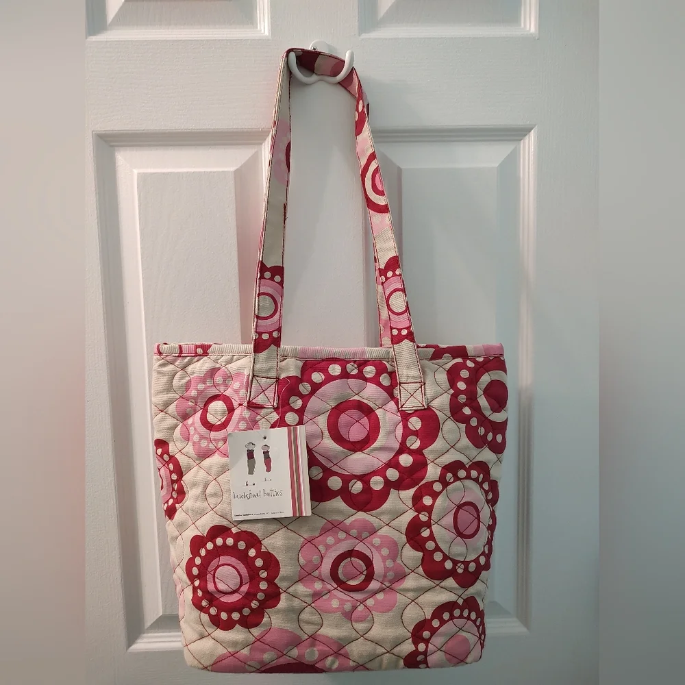 Buckhead Betties Pink and Red Quilted Tote Bag